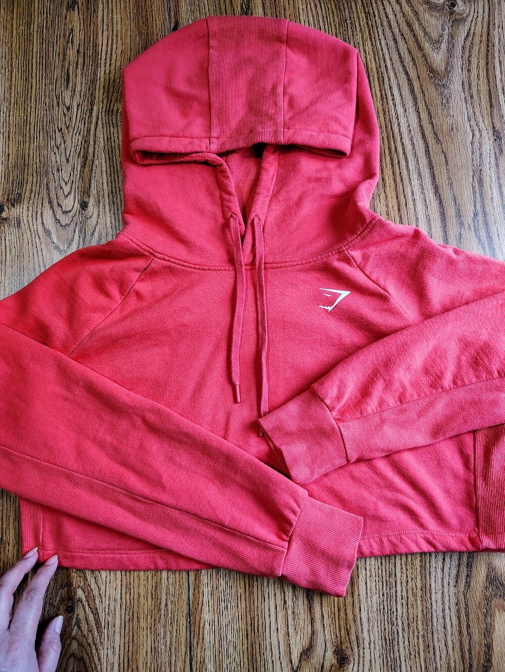 Gymshark Training Cropped Hoodie Women's Drawstring Orange sz S. - Picture 3 of 14